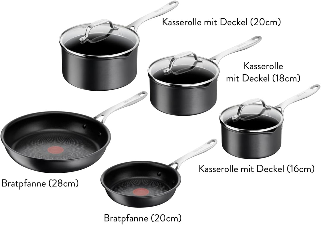 Jamie Oliver by Tefal Cook's Direct Kochgeschirr-Set, 5-tlg., Pfannenset induktionsgeeignet und back