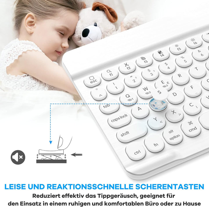 HUOBAO Bluetooth-Tastatur, kabellose Tastatur für iPad, iPhone, Android, Windows, Ultraschlanke wied