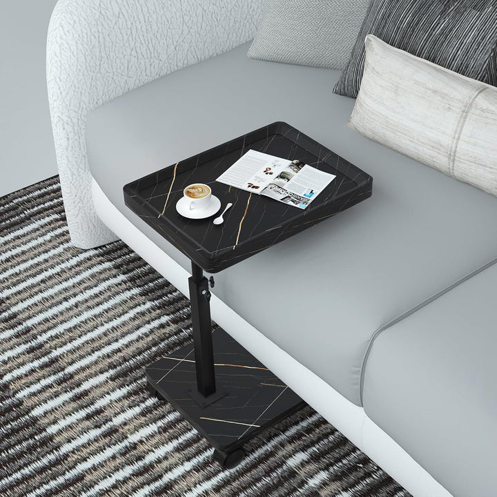 ESTUWD Beistelltisch mit Rollen | Beistelltisch Höhenverstellbar (45-80cm) | Holz Beistelltisch c Fo