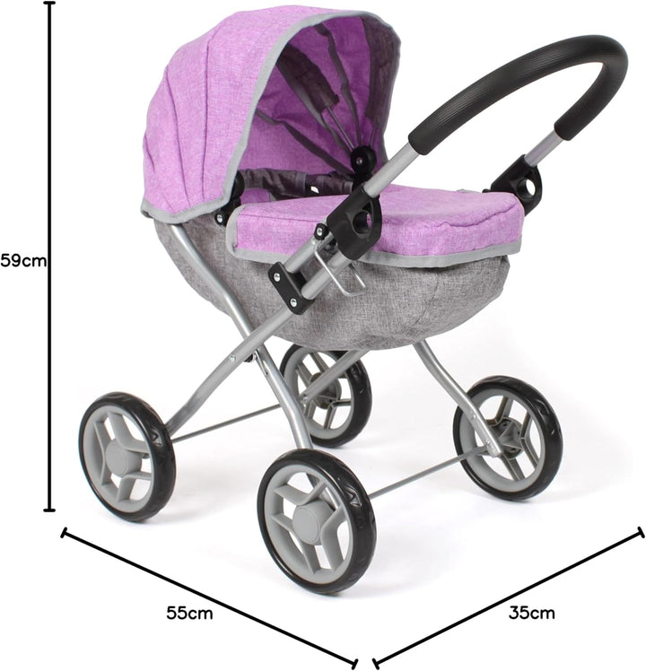 Bayer Chic 2000 Puppenwagen Lilli, Kleiner Puppenwagen für die jüngsten Puppenmuttis, Melange Lila,