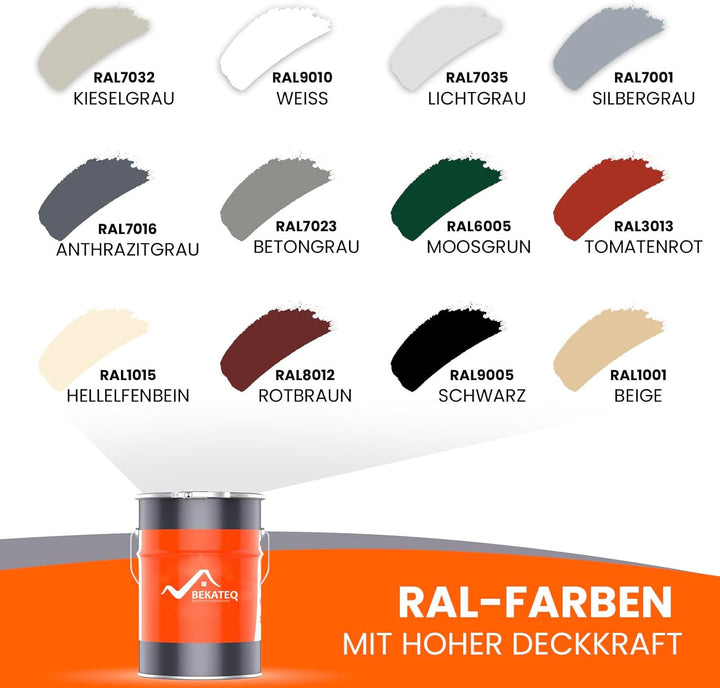 BEKATEQ 1K PU Bodenversiegelung RAL7023 Betongrau 10kg I Bodenbeschichtung &amp; Versiegelung für Beton,