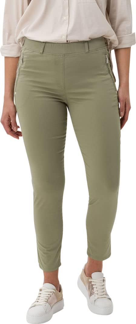 Raphaela by Brax Damen Style Lavina Verkürzt Rundum Schlupf Light Summer Cotton Hose 27W / 30L Sage,