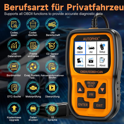 AUTOPHIX OM126P OBD2 Diagnosegerät Universal KFZ-Fehlercode-Lesegerät kfz diagnosegerät für alle Fah