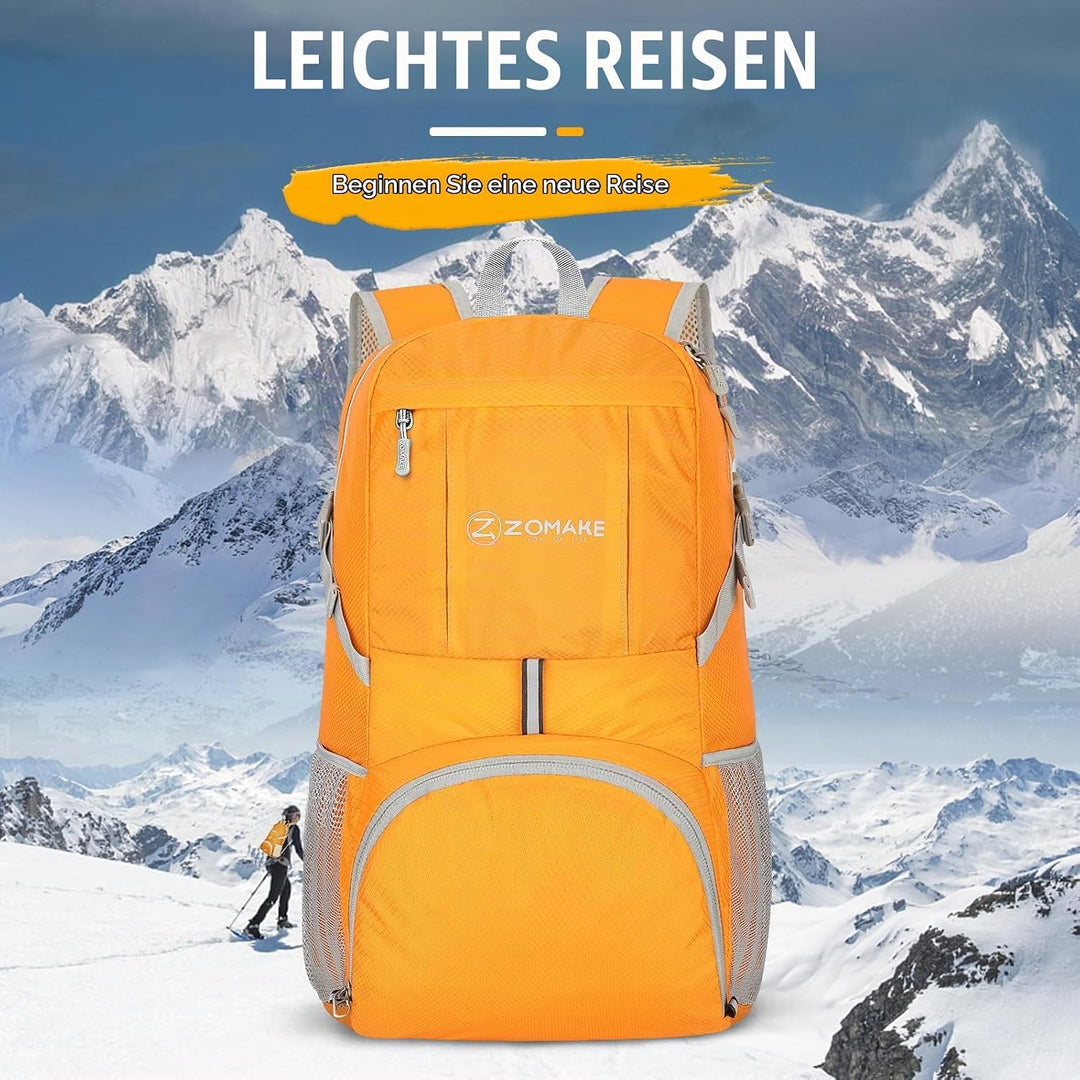 ZOMAKE Faltbarer Rucksack 35L,Leichter Rucksäcke Wasserdicht Wanderrucksack Packable Backpack für Da