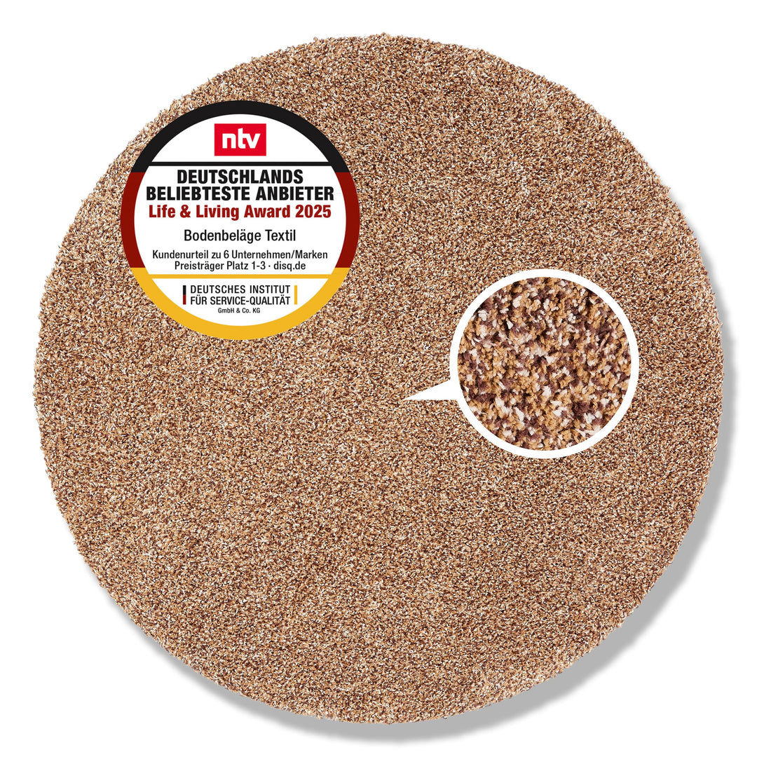 Schmutzfangmatte innen waschbar ca. 80 cm rund – Sauberlaufmatte beige 100% Baumwolle Türmatte - Ent