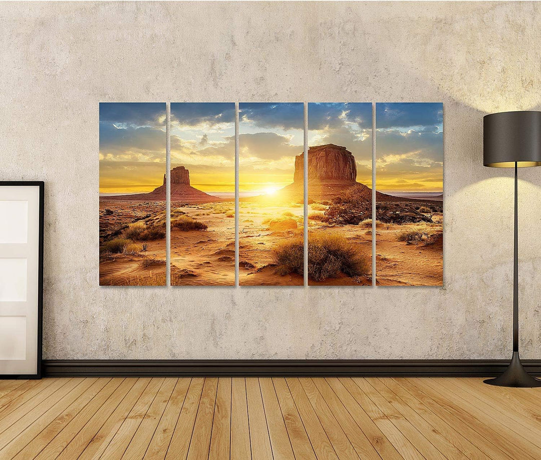 islandburner Bild auf Leinwand Sonnenuntergang Bei Den Sisters Im Monument Valley In Den Usa Bilder