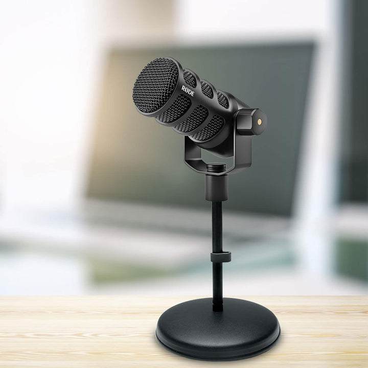 Rode Podmic USB XLR Podcast Sprecher-Mikrofon + keepdrum MS032 Tisch-Stativ PodMic USB black, PodMic
