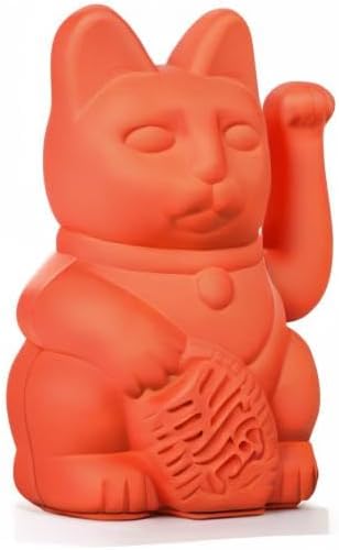 DONKEY Products - Lucky Cat Neon Orange Winkekatze | Japanische Deko-Katze in stylischem Neon-Farbto
