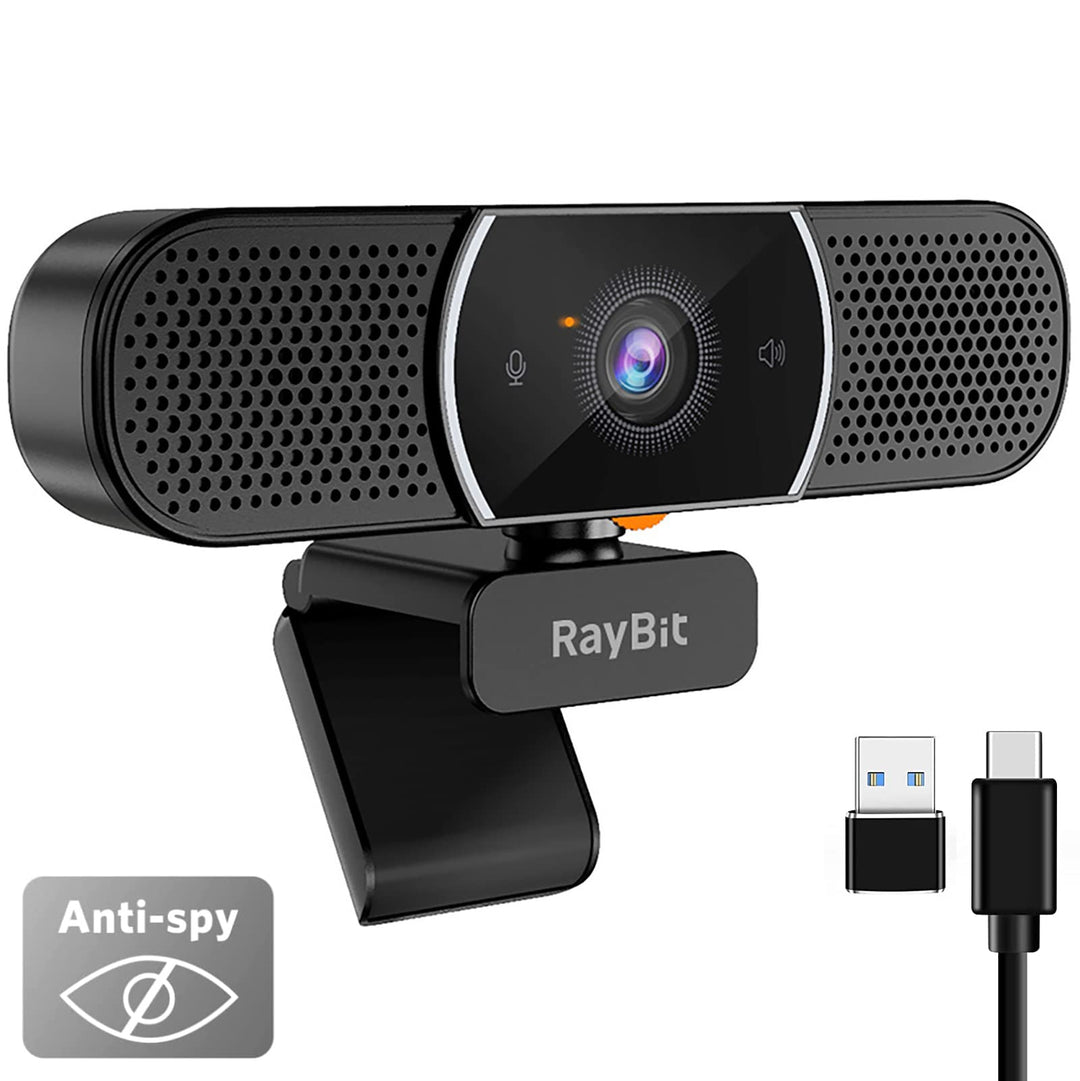 3-in-1 Webcam - 2K HD Webcam mit Mikrofon, Lautsprecher und Abdeckungen, Klarer Stereo-Sound & Belic