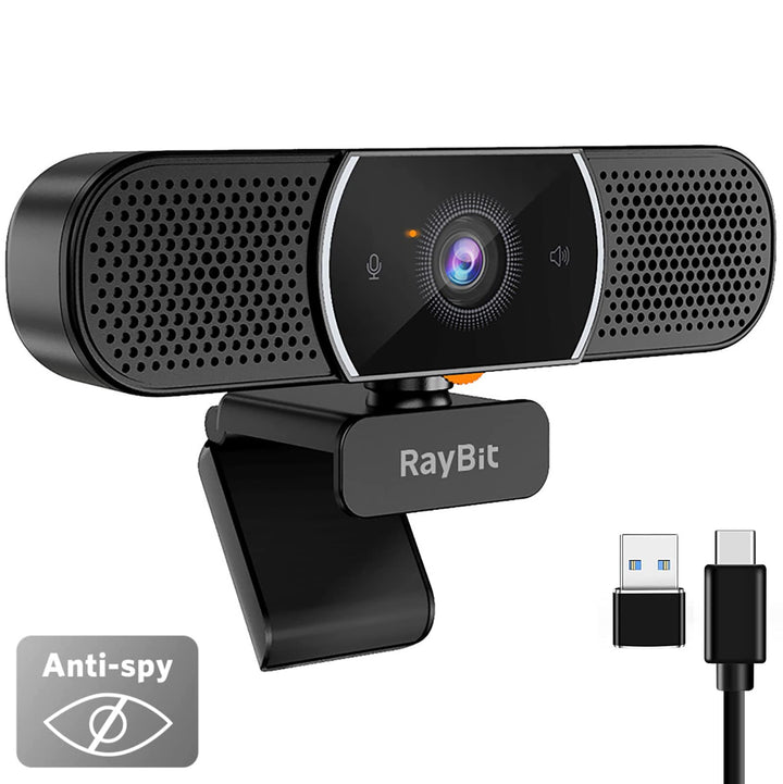 3-in-1 Webcam - 2K HD Webcam mit Mikrofon, Lautsprecher und Abdeckungen, Klarer Stereo-Sound & Belic