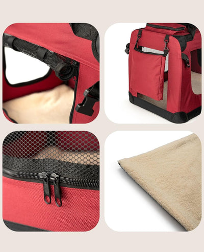 lionto Hundetransportbox Hundetasche Hundebox Faltbare Kleintiertasche Grösse XXL Farbe Rot (XXL) 90