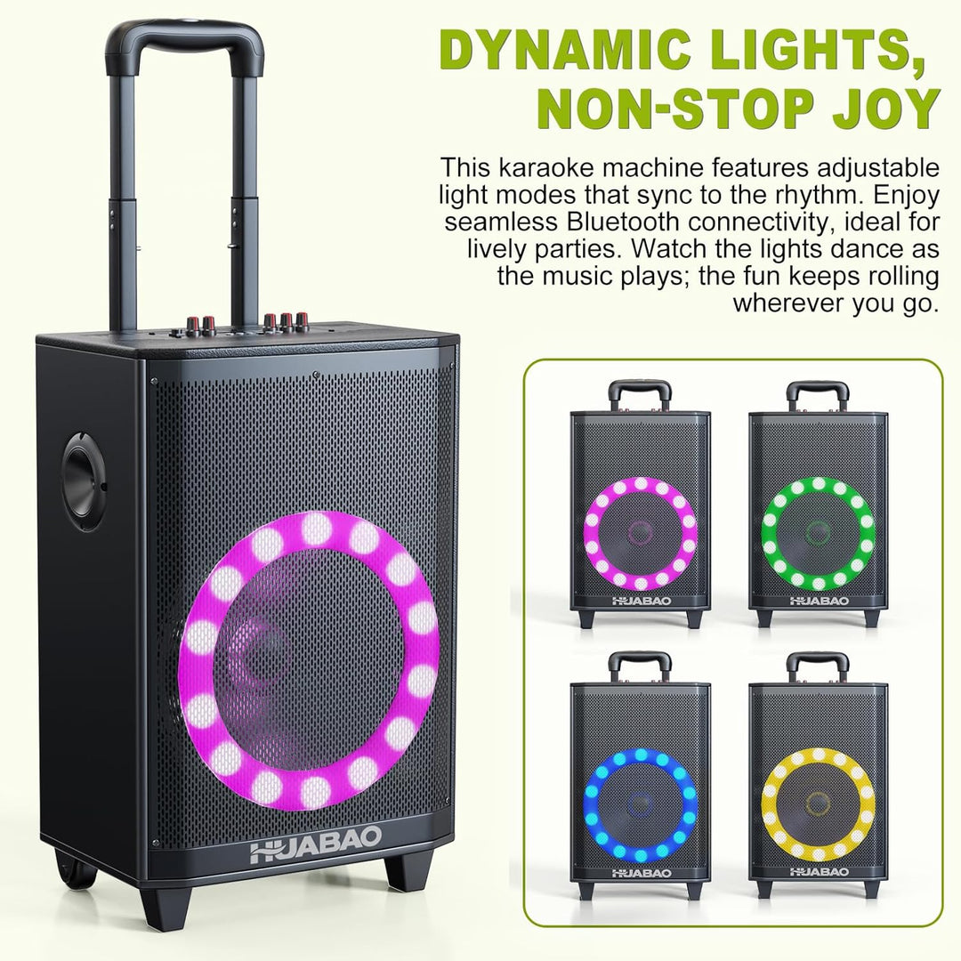Grosser Bluetooth-Karaoke-Lautsprecher mit 2 drahtlosen Mikrofonen, 11-Lautsprechersystem mit 8800-m