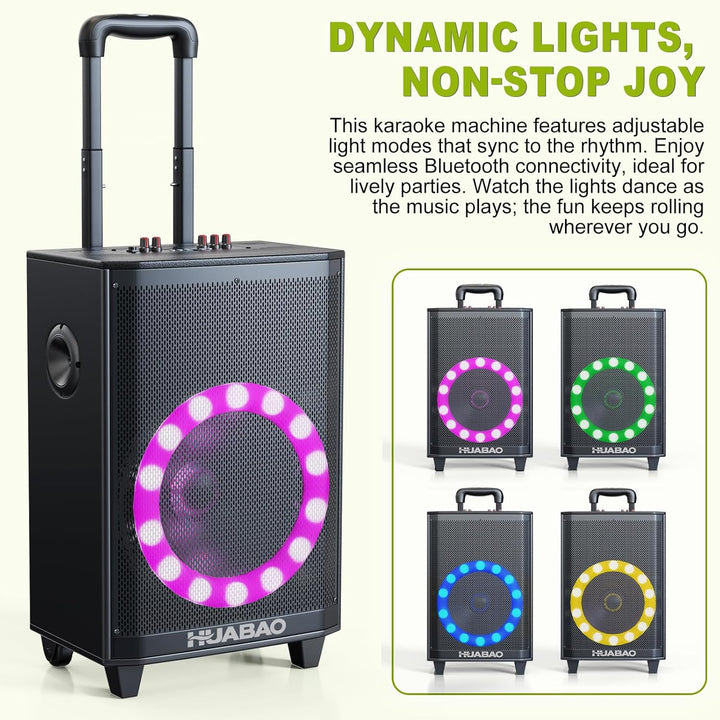 Grosser Bluetooth-Karaoke-Lautsprecher mit 2 drahtlosen Mikrofonen, 11-Lautsprechersystem mit 8800-m