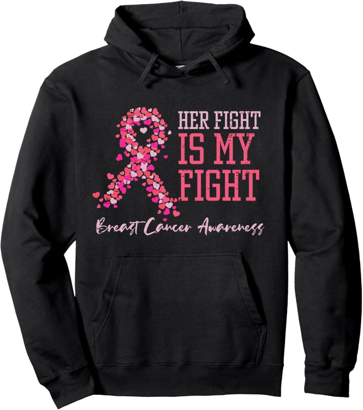 Her Fight My Fight Brustkrebs-Bewusstseinsunterstützung für Männer Pullover Hoodie
