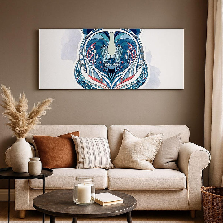 Wandbilder Dekoration Wohnzimmer Bär Illustration Traum blumig Panorama Bilder auf Leinwand 120x50cm