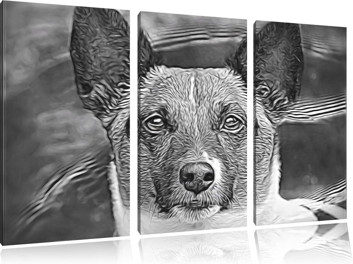 niedlicher Hund im Wasser NewArt 3-Teiler Leinwandbild 120x80 Bild auf Leinwand, XXL riesige Bilder