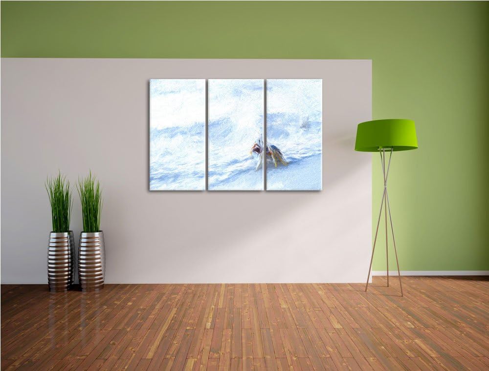 kleine Krabbe am Strand NewArt 3-Teiler Leinwandbild 120x80 Bild auf Leinwand, XXL riesige Bilder fe