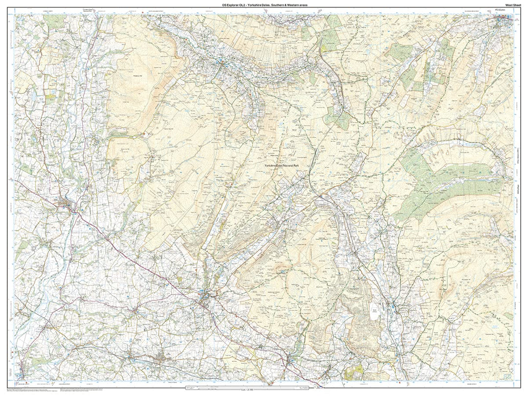 Ordnance Survey Map Yorkshire Dales - Southern & Western Area: Whernside, Ingleborough & Pen-y-ghent