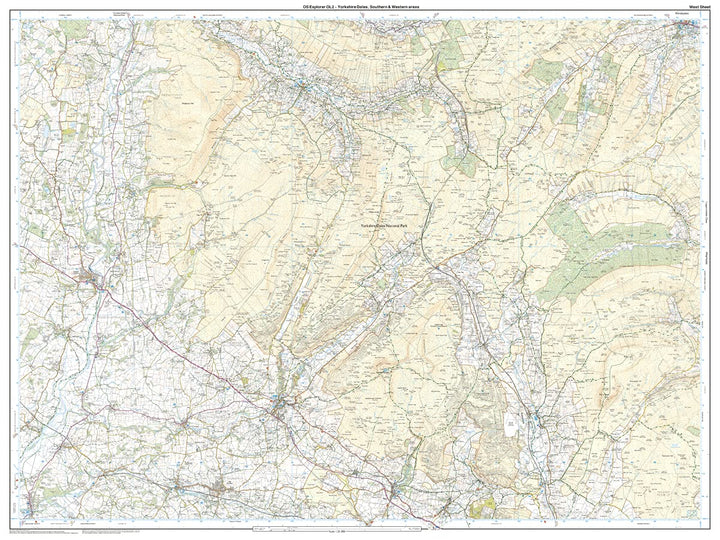 Ordnance Survey Map Yorkshire Dales - Southern & Western Area: Whernside, Ingleborough & Pen-y-ghent
