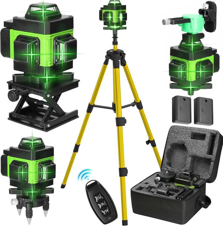 Kreuzlinienlaser mit Stativ, Grüner Laserstrahl 4 x 360°, Laser Level 4D 16Linien,Kreuzlinienlaser m