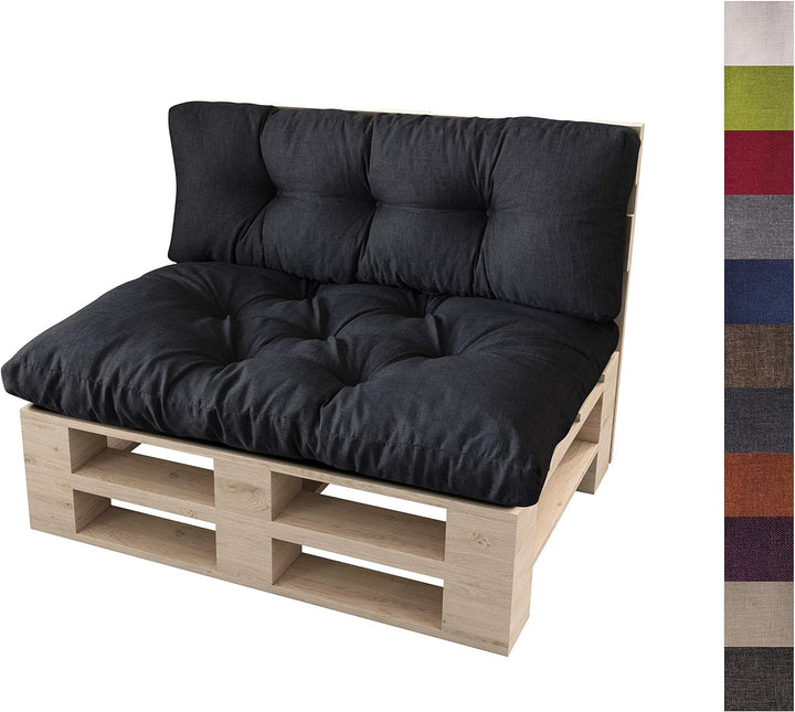 sunnypillow Palettenkissen Auflage Set für Europaletten Indoor und Outdoor Palettenpolster Palettens