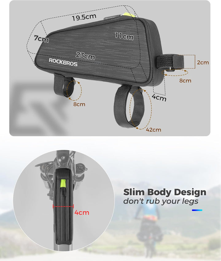 ROCKBROS Rahmentasche Fahrrad Oberrohrtasche Schmale Form Fahrradtasche für MTB, Rennrad, E-Bike ca.