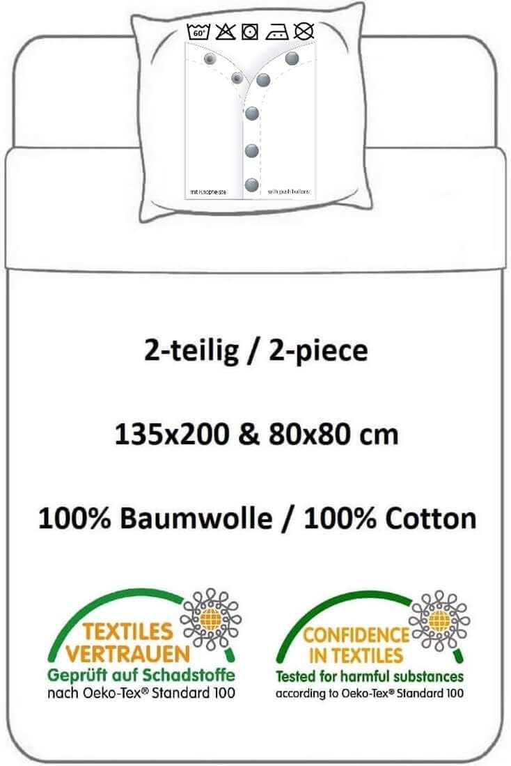 BrandMac Bettwäsche-Set mit Katzenbaby-Motiv 135x200 80x80 Bettzeug Bettware Katze Kitten Welpe, Bei