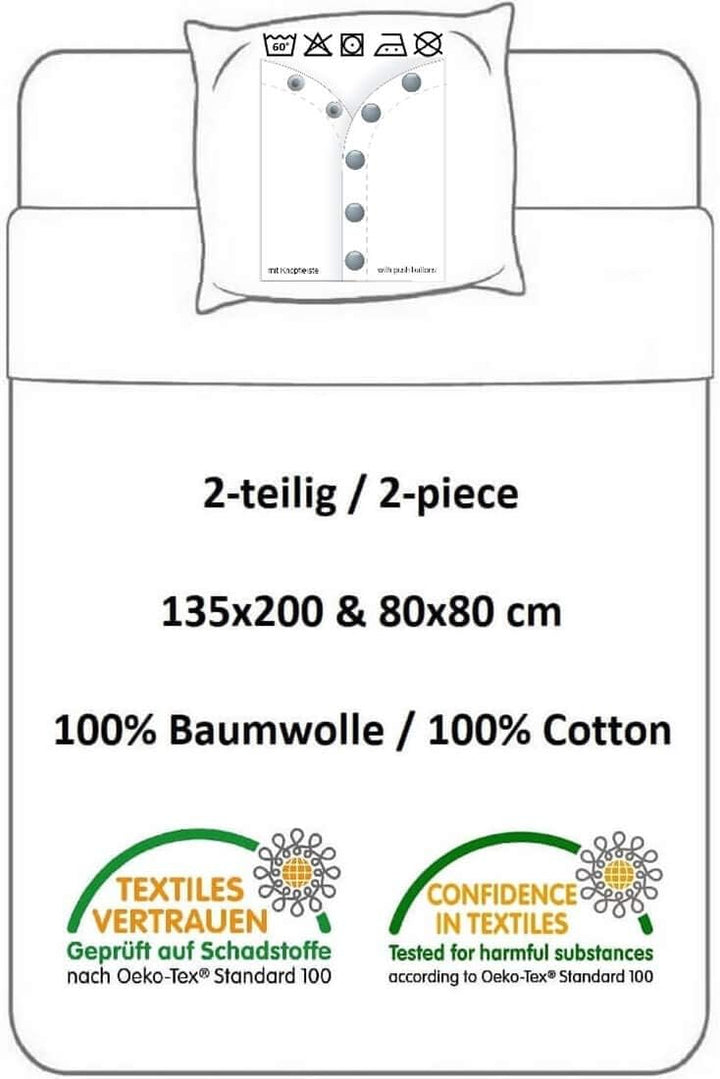 BrandMac Bettwäsche-Set mit Katzenbaby-Motiv 135x200 80x80 Bettzeug Bettware Katze Kitten Welpe, Bei