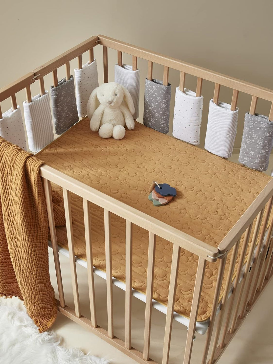 Vertbaudet Polster für Babybett-Gitterstäbe weiss Bedruckt ONE Size