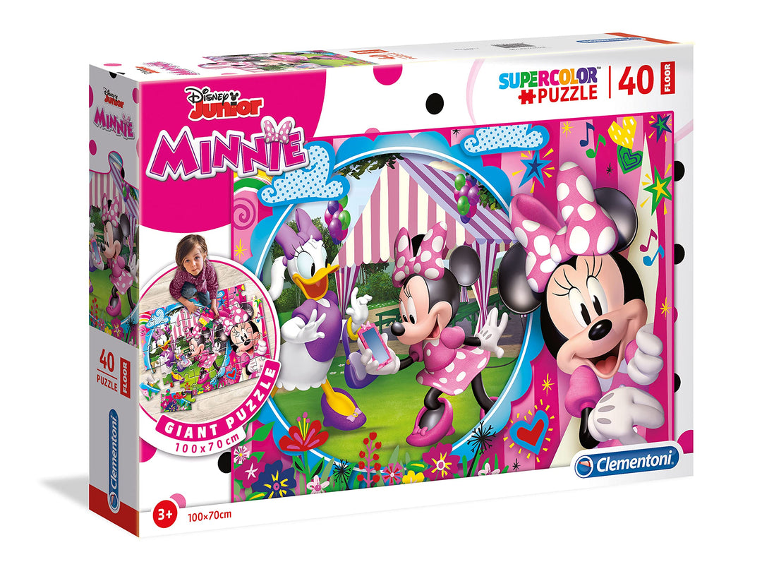 Clementoni 25462 Bodenpuzzle Minnie Happy Helpers – Puzzle 40 Teile ab 3 Jahren, buntes Riesenpuzzle