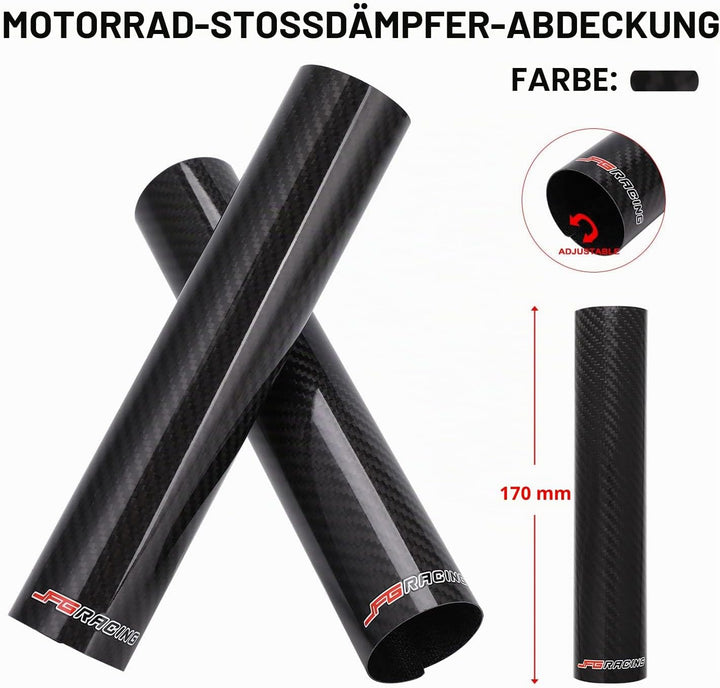 JFG RACING 170 mm Motorrad Vorderradgabel Abdeckung,1 Paar Motorrad Gabelabdeckung Kohlefaser,Verste