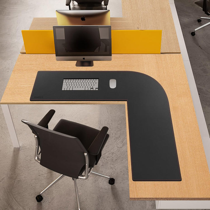 ZORESYN L förmiger Schreibtischunterlage 110cm (L) x110cm (L) x 33cm (B), Eck-Büro-schreibmatte PU L