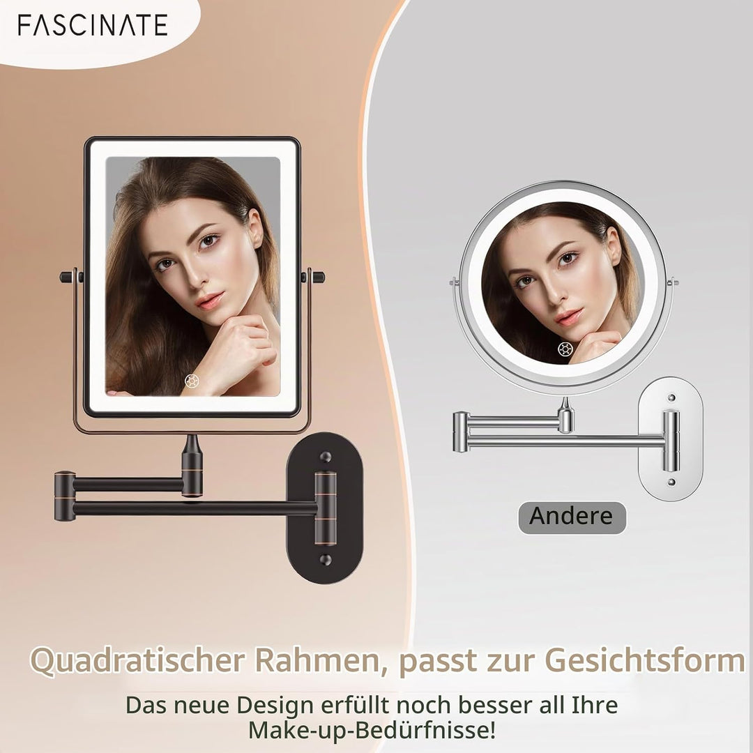 Famihomii 5000mAh Wiederaufladbar Kosmetikspiegel mit LED Beleuchtetung, Schminkspiegel mit 1-/30X V