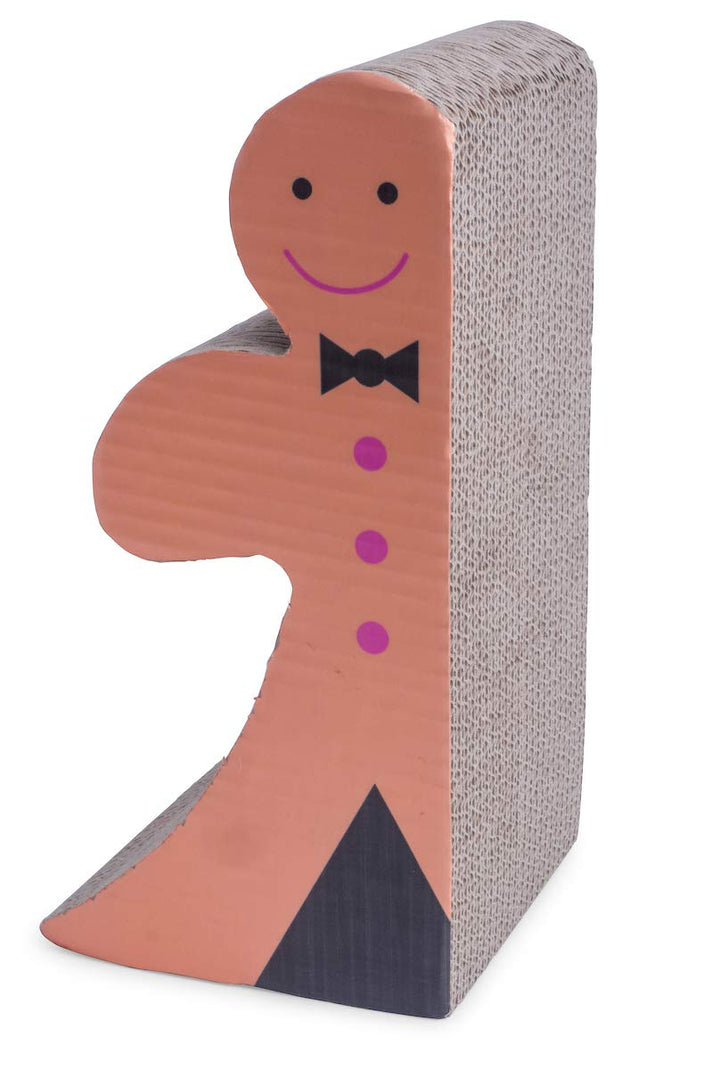 Petface Lebkuchenmann Kratzbaum aus Karton, braun, 1 Stück Lebkuchenkratzer aus Karton, Lebkuchenkra