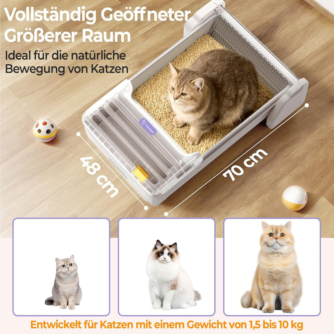 Selbstreinigende Katzentoilette Katzenklo Selbstreinigend Offen, Extra Grosse Platz Automatisches El