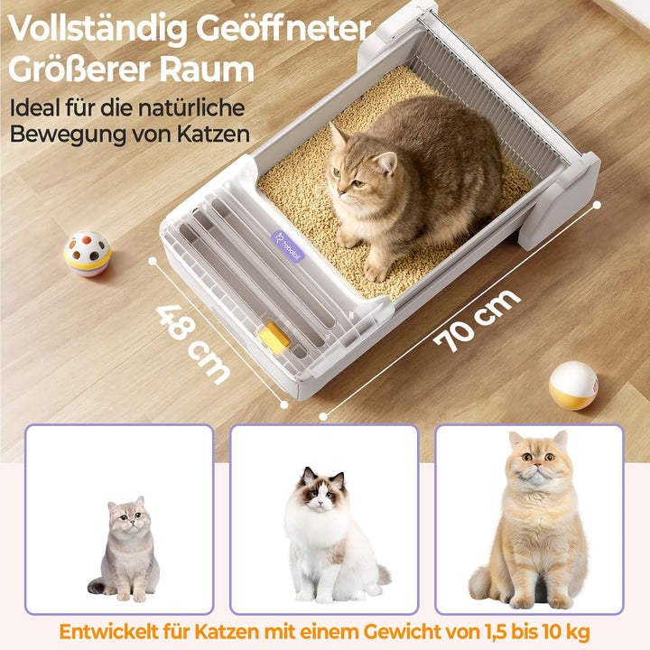 Selbstreinigende Katzentoilette Katzenklo Selbstreinigend Offen, Extra Grosse Platz Automatisches El