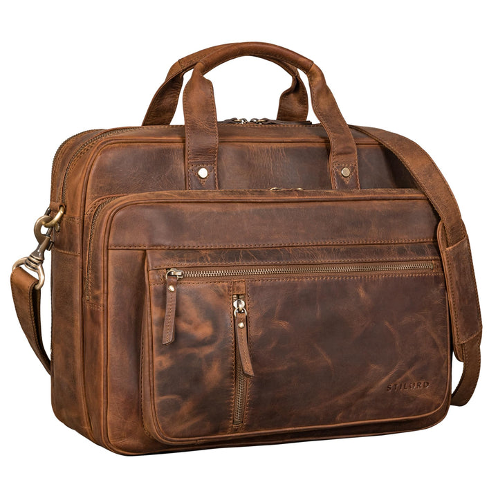 STILORD "Ace Aktentasche Leder Herren Damen Gross Business Tasche Echtleder Vintage für Laptop 15,6