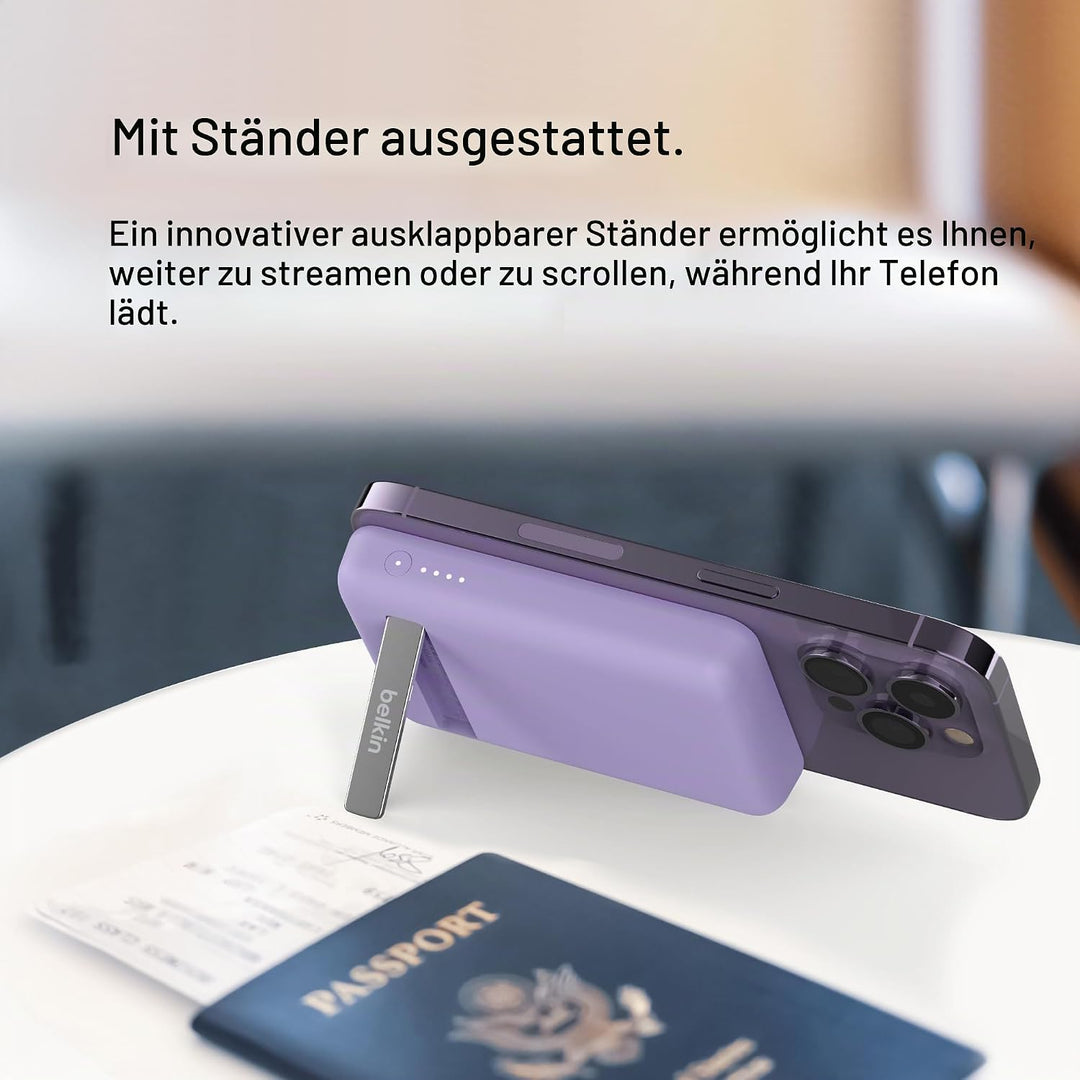 Belkin magnetische 5000-mAh-Powerbank, externer Handy-Akku, kompatibel mit MagSafe, mit Passthrough-