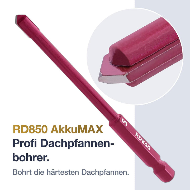 MARCRIST RD850 AkkuMAX 5mm Dachpfannenbohrer für schnelles bohren von Dachpfannen und Ziegel mit dem