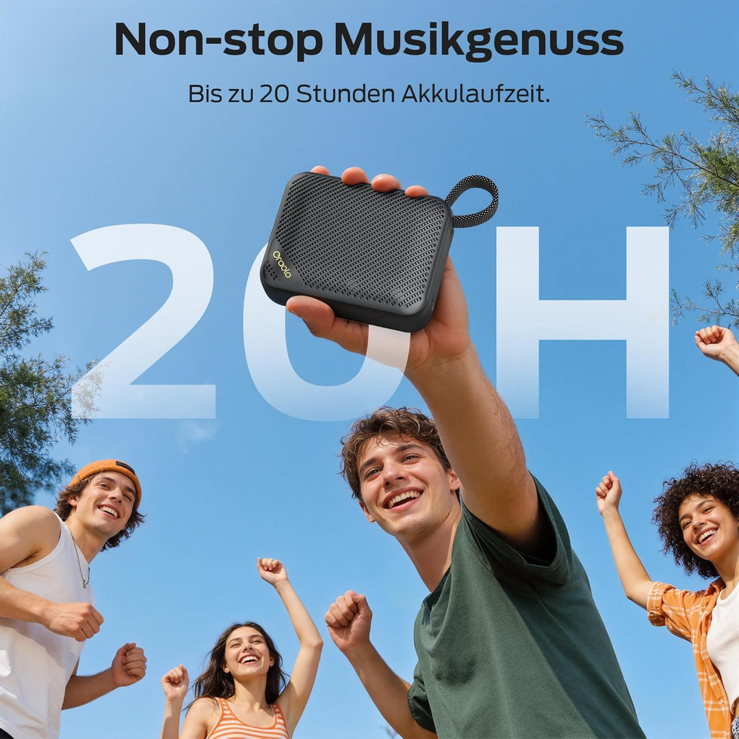 oraolo Tragbare Bluetooth Lautsprecher, Mini Bluetooth Lautsprecher, 20H Laufzeit, Bluetooth 6.0, IP