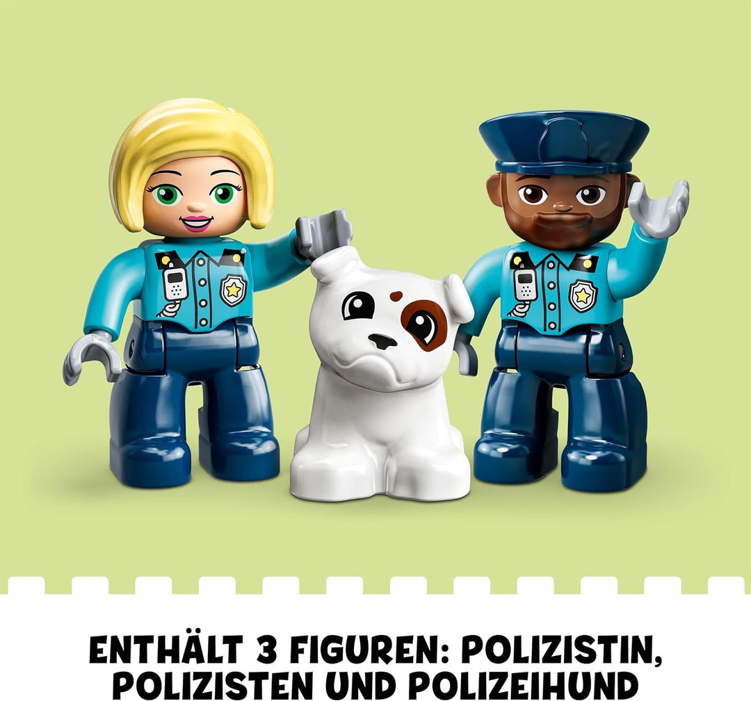 LEGO 10959 DUPLO Polizeistation mit Hubschrauber, Polizeiauto und Steine, Polizei-Spielzeug für Klei