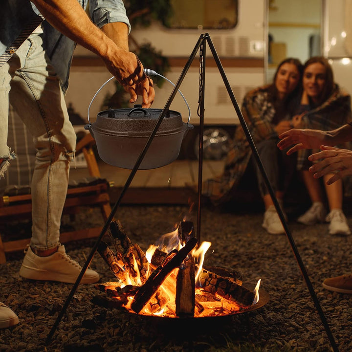 CCLIFE Dutch Oven Set 4/6/9 Liter Gusseisen Grilltopf mit Feuertopf Gusseisen Topf für Grill Camping