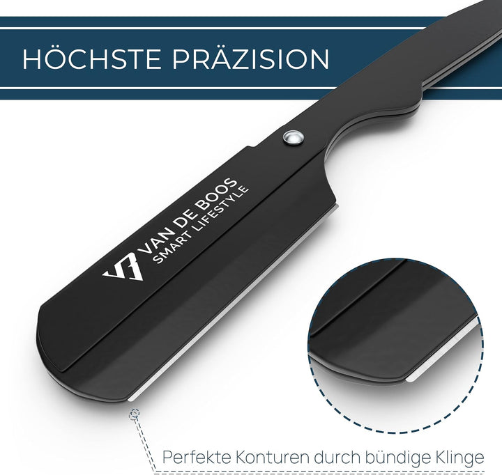 Van De Boos® Rasiermesser-Set mit 100 Derby Wechselklingen - Hochwertiges Edelstahl Barber Bartmesse