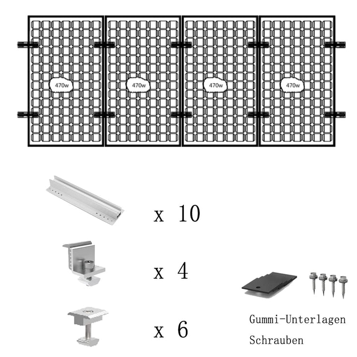 Solarmodul Halterung, Solarpanel Alu Befestigungssystem Trapezblech Photovoltaik Befestigungsschiene