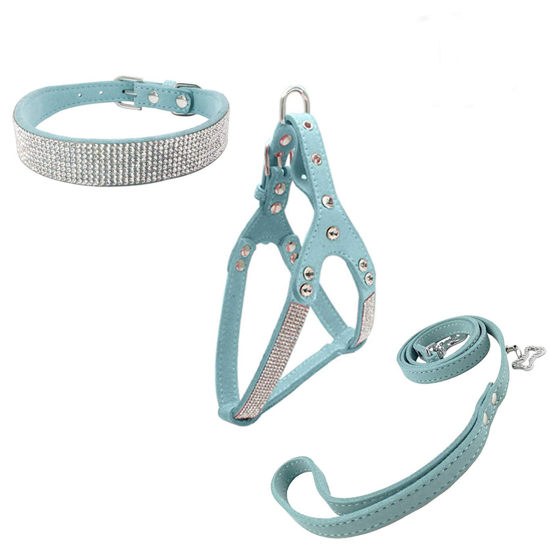 Hundehalsband &amp; Geschirr &amp; Leinen Sets Mode Komfortable Hundehalsband Diamante mit Geschirr &amp; Leinen