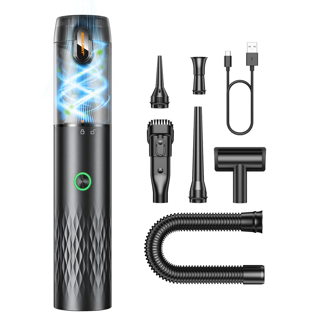 SEALIGHT Handstaubsauger Akku Kabellos,29000PA 4-in-1 Mini Autostaubsauger mit 40 Minuten Akkulaufze