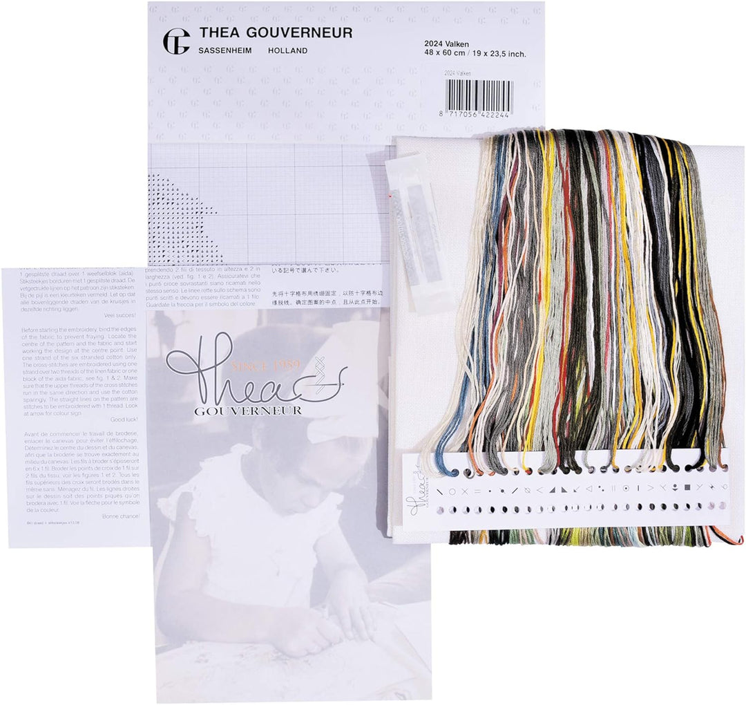 Thea Gouverneur - Kreuzstich-Set - Falken - Leinen - 32 Count - Für Erwachsene - 2024 18.9 x 23.6, 1