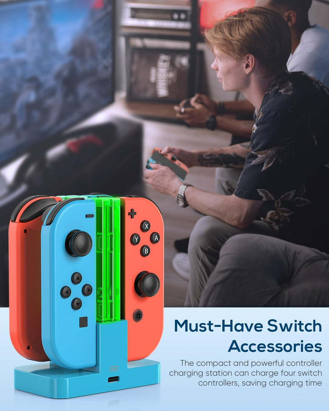 FYOUNG Switch Controller Ladestation Kompatibel Mit Nintendo OLED Joy Con - Quad Ladestation Zubehör