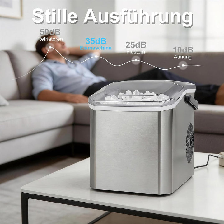 Eismaschine, 2 Grössen an Kugeleis aus Edelstahl Tisch-Eismaschine - Silber | Eismaschine mit täglic