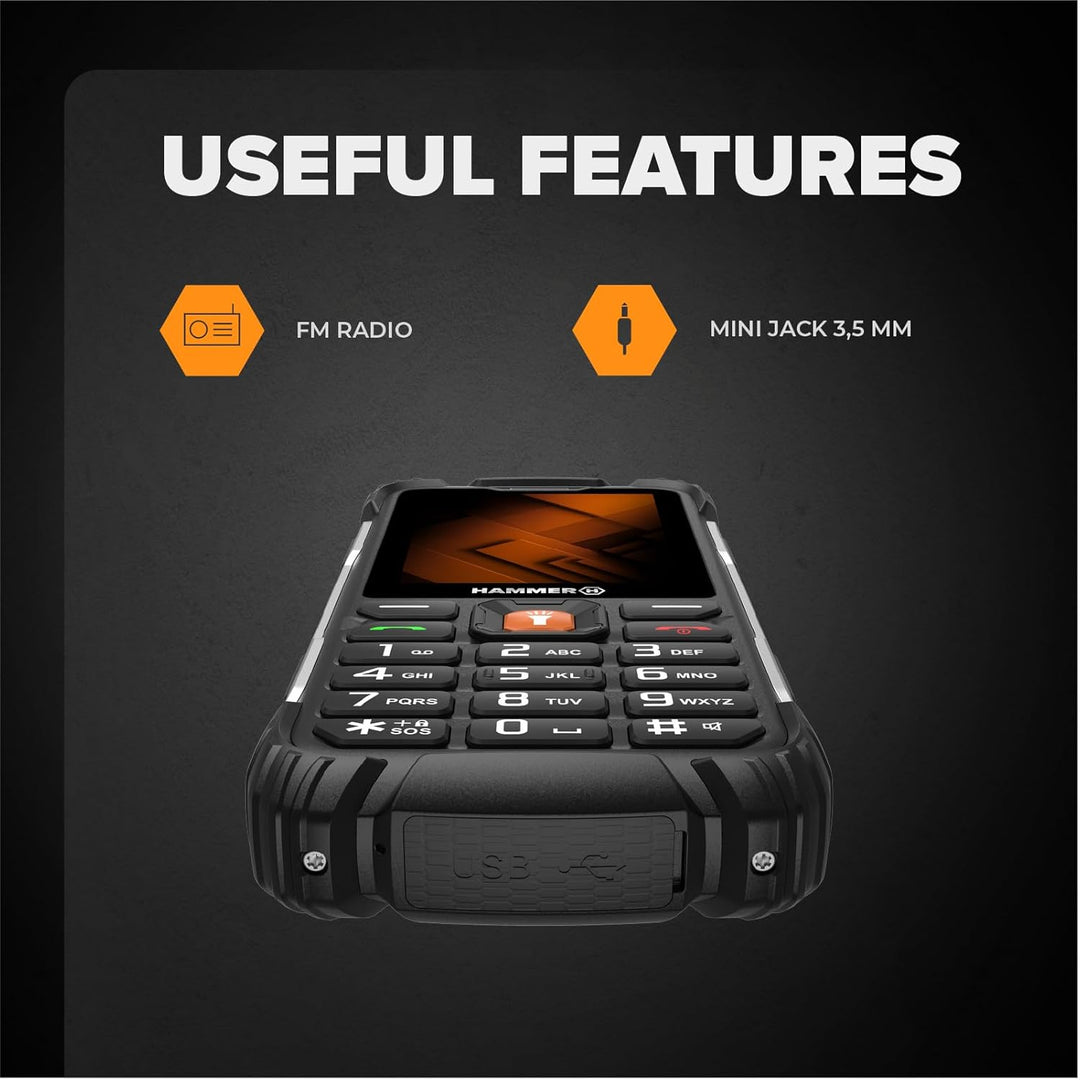 Hammer H Forge LTE Outdoor Handy ohne Vertrag, 3000mAh Akku, 32 GB, 2,4" IPS Display, grosse Tasten,